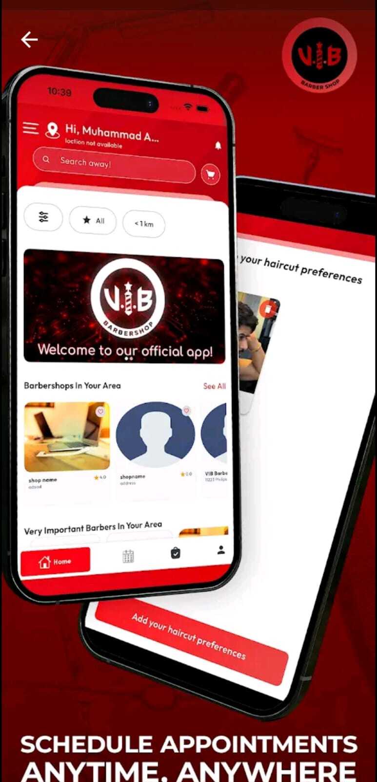 V.I.B Barber Shop — Appointment Booking App